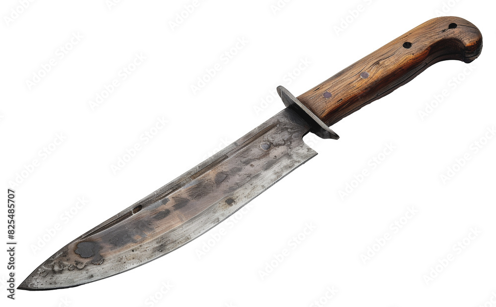 Antique curved knife with wooden handle, cut out - stock png. Antique curved knife with wooden handle, cut out - stock png.