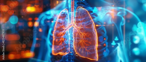 A closeup of pulmonology with Glow HUD big Icon of lung function photo