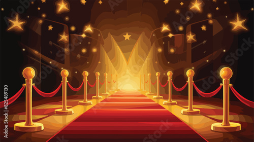 Award ceremony red carpet and golden stanchions ill photo
