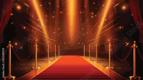 Award ceremony red carpet and golden stanchions ill photo