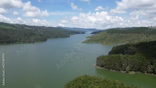Laguna y bosque timelapse hiperlapso drone