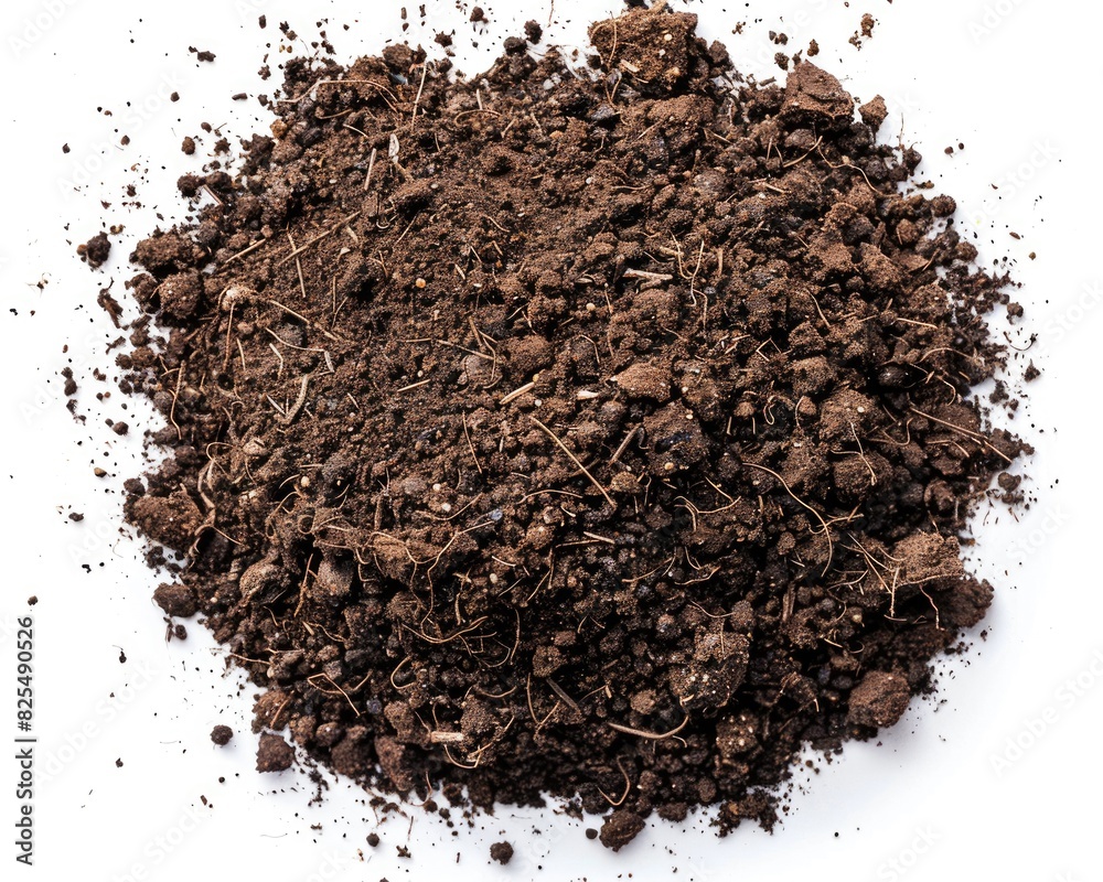 Dirt On White. Dark Brown Soil for Earth Cultivation and Compost Care Background Dirt On White. Dark Brown Soil for Earth Cultivation and Compost Care Background