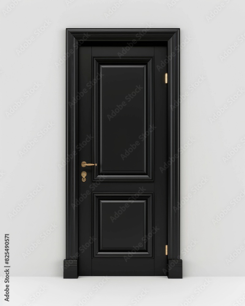 Doorway Door Frame. Front Door of House with Black Steel Design. Isolated Entrance with Handle. Realistic 3D Render Doorway Door Frame. Front Door of House with Black Steel Design. Isolated Entrance with Handle. Realistic 3D Render