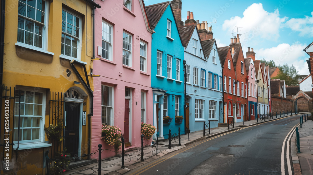 Colorful Houses Lining the Street