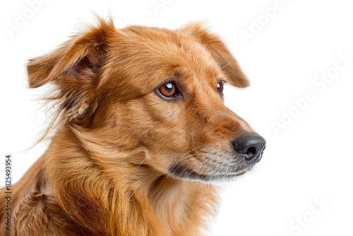 Dog Face. Adorable Mongrel Dog Portrait Isolated on White Background