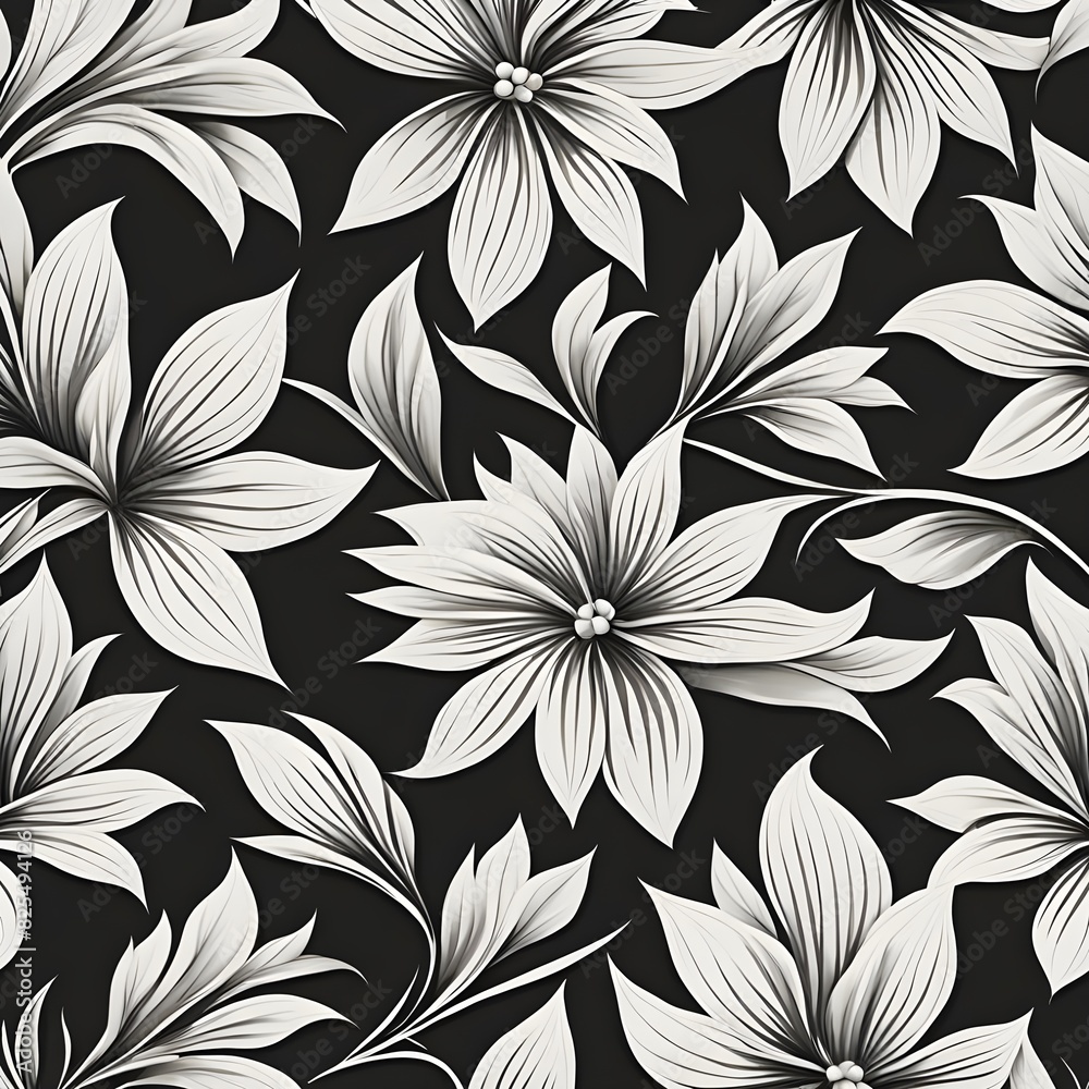 elegant floral seamless pattern stylish modern monochrome linear texture
