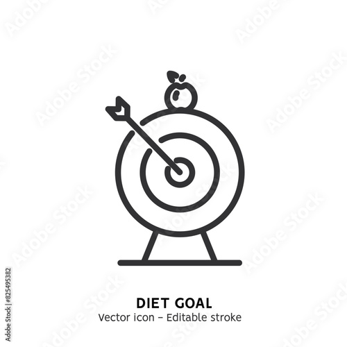 Healthy eco diet plan line icon. Fresh organic vegetable. Woman planning diet with fruit and vegetable. Flat outline icon of healthy food, meal planning, nutrition consultation, balance diet
