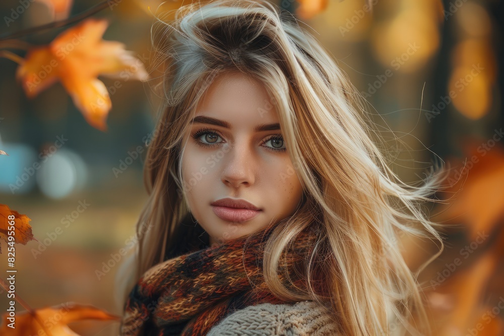Model Autumn: Beautiful Young Blond Female Adult in Elegant Autumn Setting Model Autumn: Beautiful Young Blond Female Adult in Elegant Autumn Setting