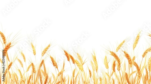 Wheat White Background. Golden Ripe Grain Harvest on White Background