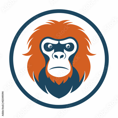 High-Quality Orangutan-Head Icon Vector Illustration in a Circle - Perfect for Your Design Needs photo