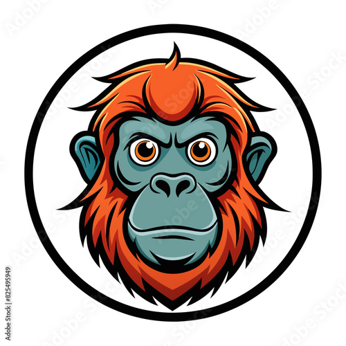 High-Quality Orangutan-Head Icon Vector Illustration in a Circle - Perfect for Your Design Needs photo