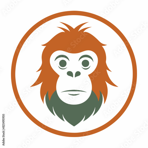 High-Quality Orangutan-Head Icon Vector Illustration in a Circle - Perfect for Your Design Needs photo