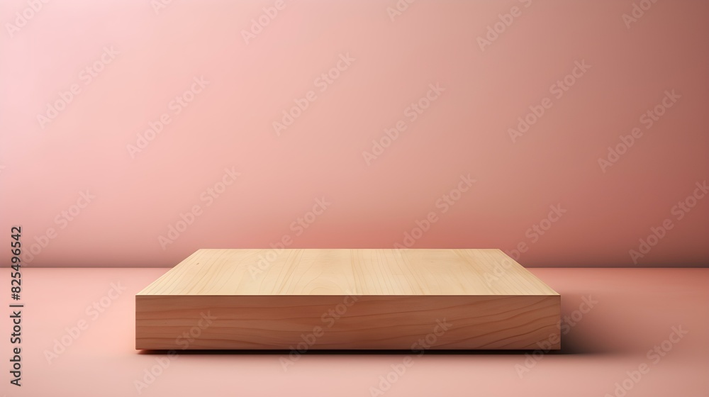 Close up of a square wooden Pedestal for Product Presentation. Empty blush Showroom Close up of a square wooden Pedestal for Product Presentation. Empty blush Showroom