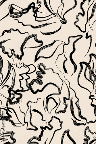 Abstract ink effect brush pattern. Seamless backdrop.