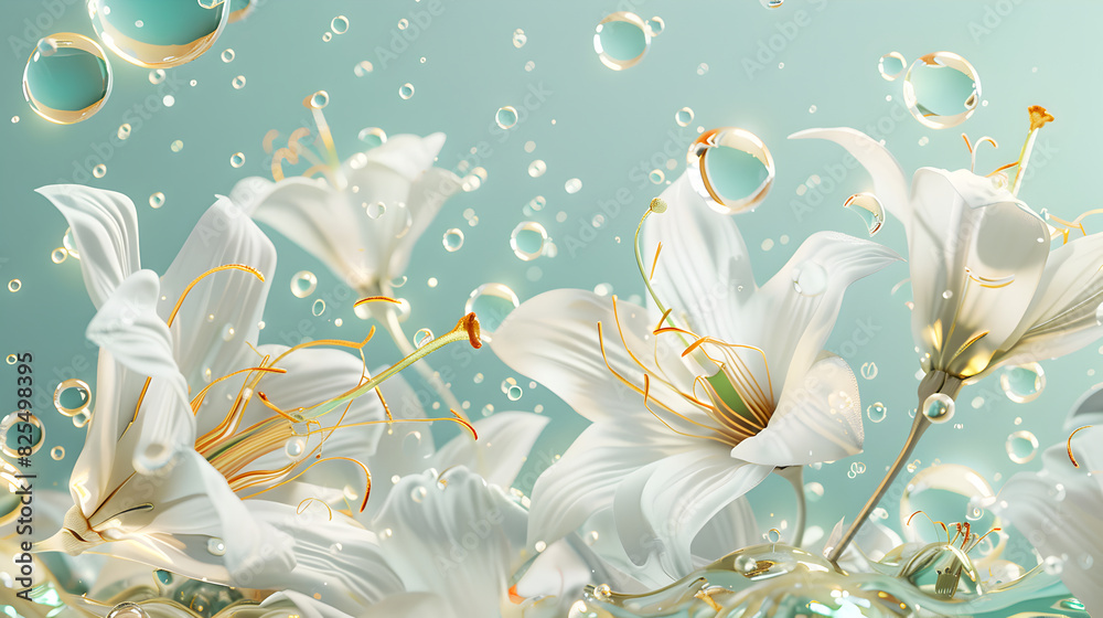 a picture of a white flower with gold glitter and gold beads. a picture of a white flower with gold glitter and gold beads.
