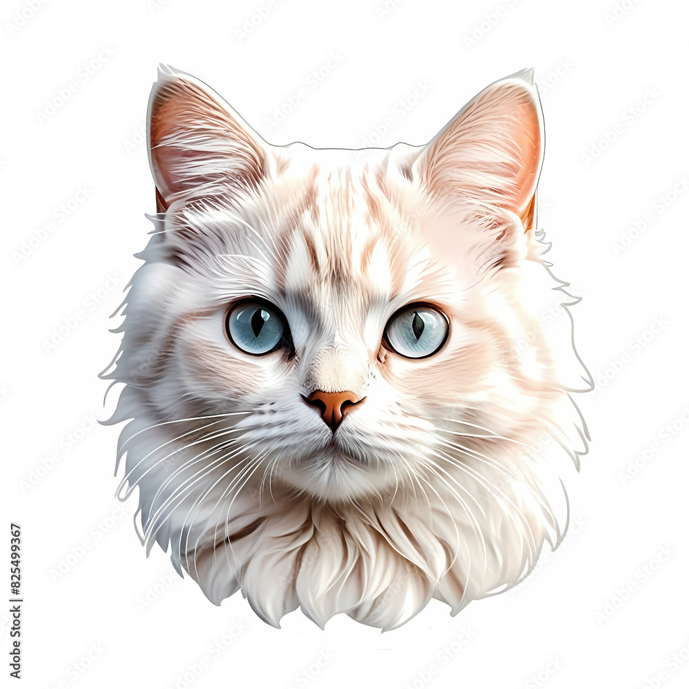 portrait of a white cute cat