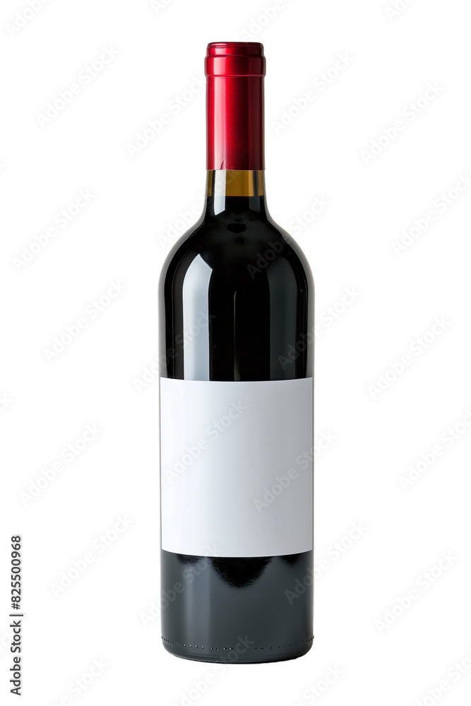 Bottle of red wine with a blank label, isolated on transparent background. Cut out Bottle of red wine with a blank label, isolated on transparent background. Cut out