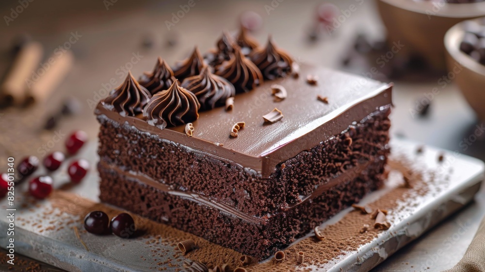 Decadent Chocolate Cake With Frosting and Cherries Decadent Chocolate Cake With Frosting and Cherries
