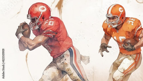 Illustration of American footballer tackling opponent