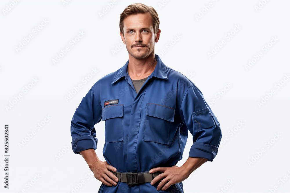 Mechanic man smiling on white background. Automotive industry. Car repair. Car garage. Mechanical training. Image for graphic designer. Mechanic man smiling on white background. Automotive industry. Car repair. Car garage. Mechanical training. Image for graphic designer.