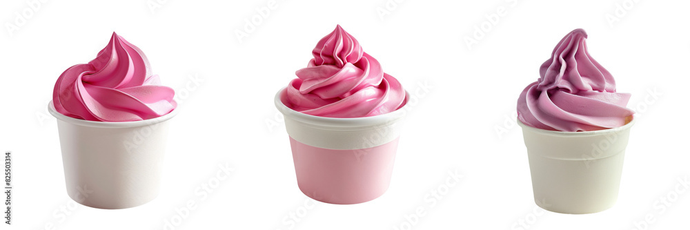 Set of A frozen yogurt paper cup on a transparent background Set of A frozen yogurt paper cup on a transparent background