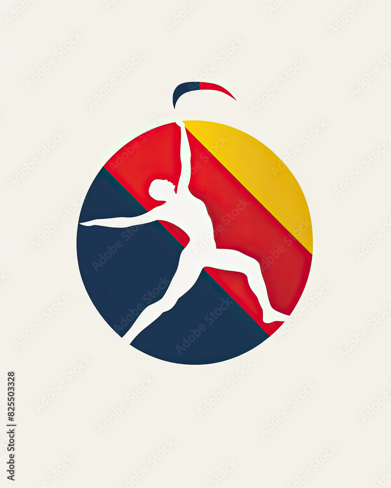 Obraz premium Abstract logo with a stylized human figure and colorful shapes