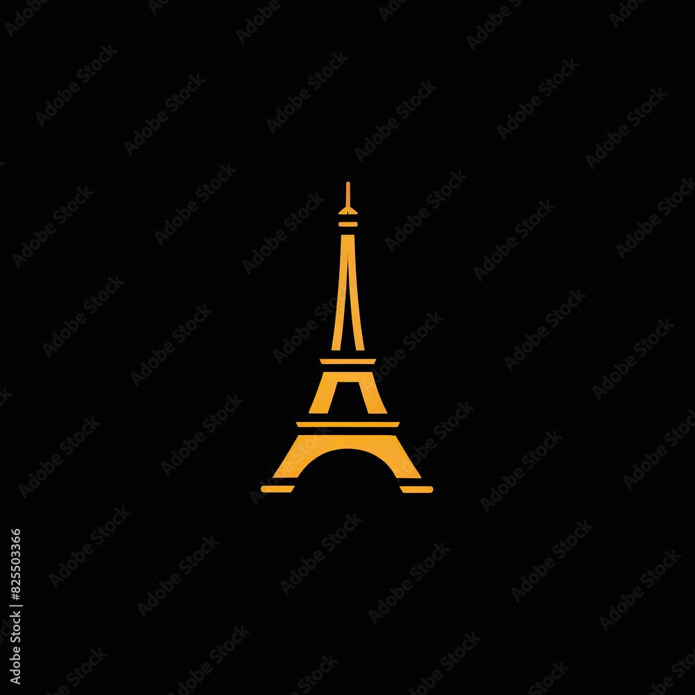 custom made wallpaper toronto digitalMinimalist gold Eiffel Tower icon on black background