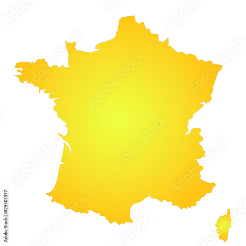 carte de la France jaune dorée