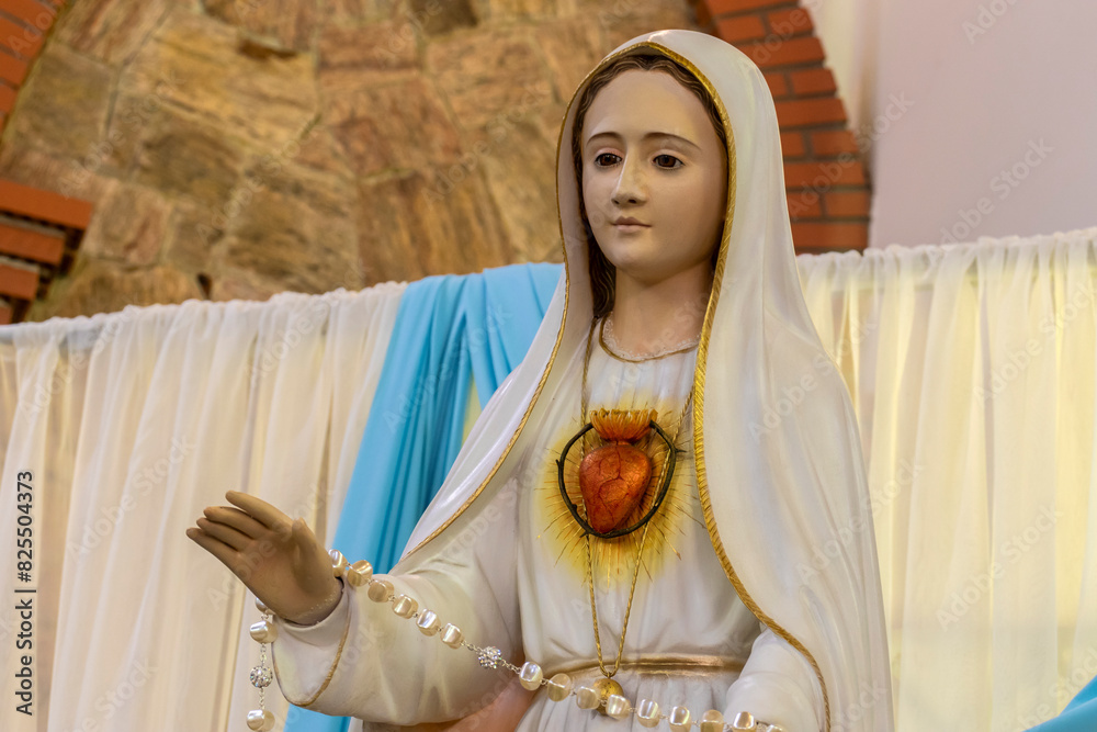 Statue of the image of Our Lady of Fatima, mother of God in the ...