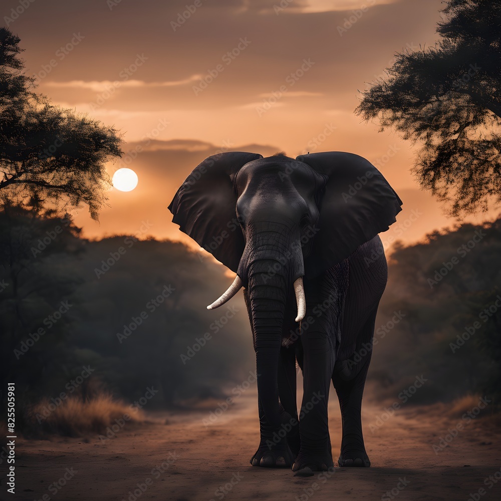 Obraz premium elephant at sunset