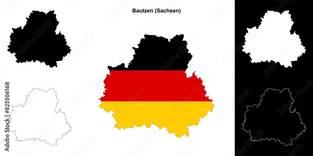 Fototapeta premium Bautzen (Sachsen) blank outline map set