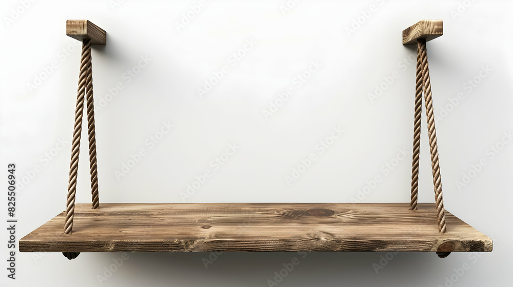 Hanging rope shelf isolated on transparent a white background realistic ...