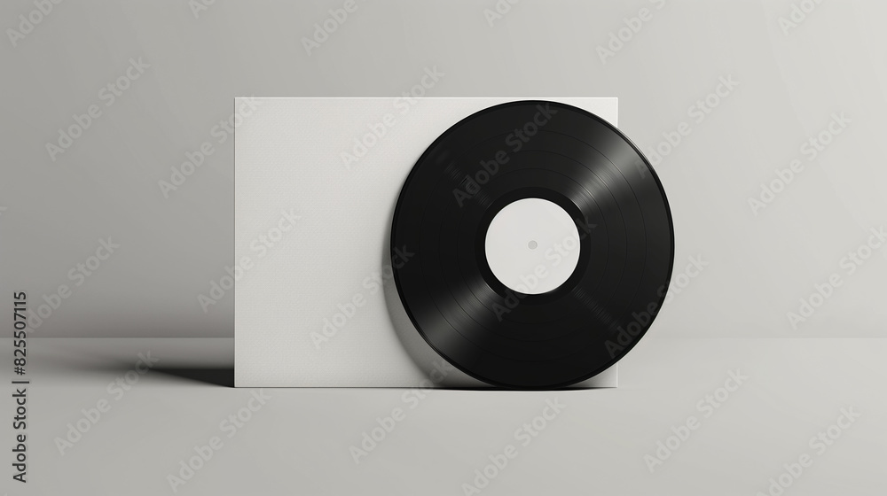 Mockup picture of vinyl records and modern box, Listening to music from a vinyl record player Mockup picture of vinyl records and modern box, Listening to music from a vinyl record player