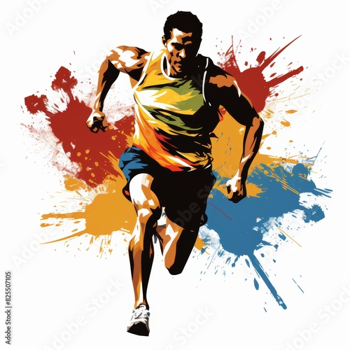 Abstract man running against the background of a stadium. Concept: Professional athlete, motivation, sports achievements