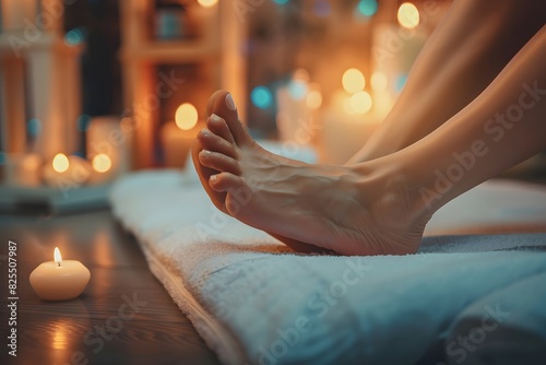 professional massage therapist massaging the foot in a spa salon closeup,