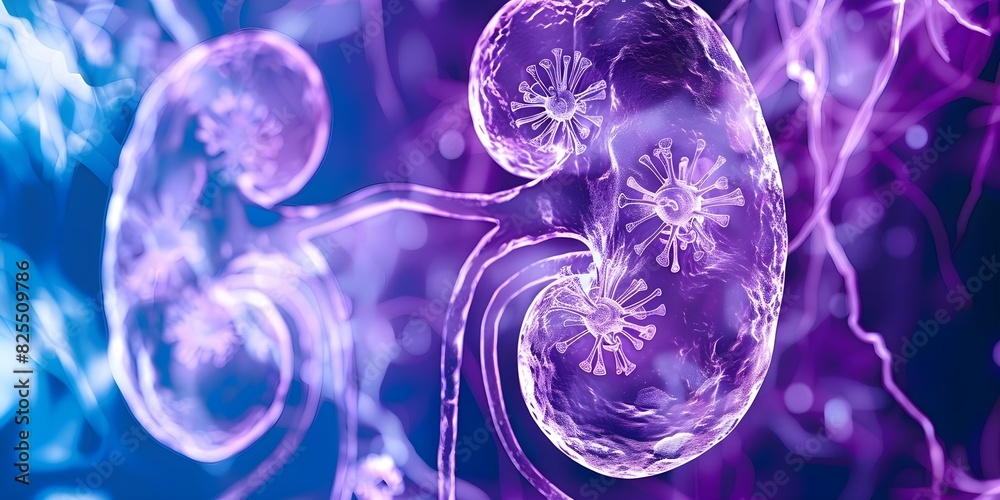 Closeup Image of Human Kidneys Demonstrating Filtration and Waste Removal Functions. Concept