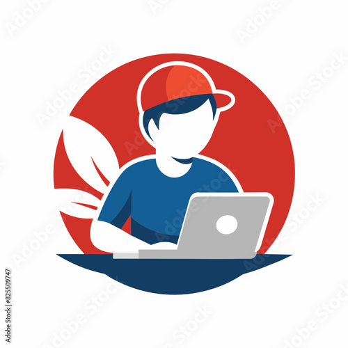 simple logo design for person work in laptop © CreativeDesigns