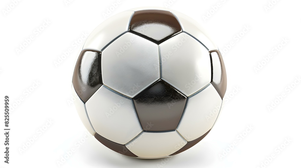 Obraz premium Isolated black and white colored Soccer Ball on a white Background with Copy Space