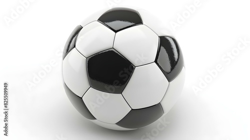 Isolated black and white colored Soccer Ball on a white Background with Copy Space