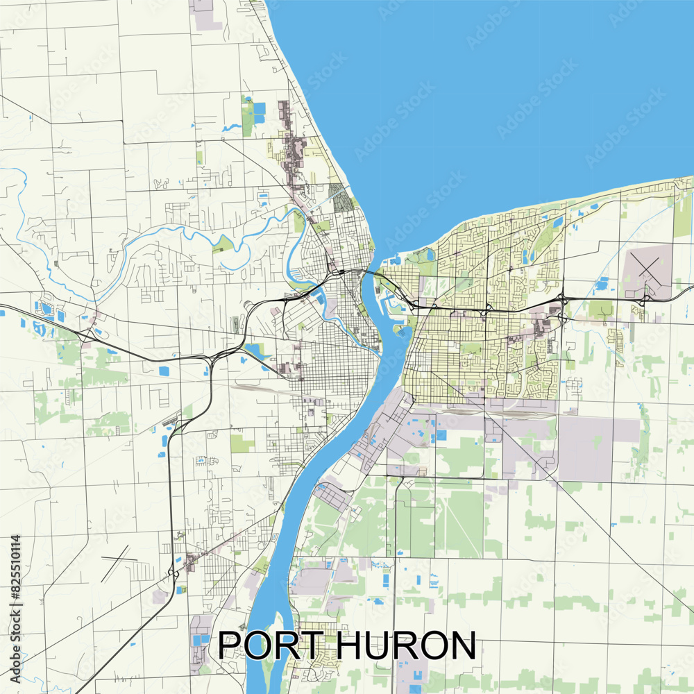 Port Huron, Michigan, United States map poster art Port Huron, Michigan, United States map poster art