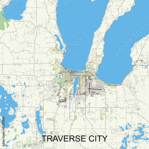 Traverse City, Michigan, United States map poster art