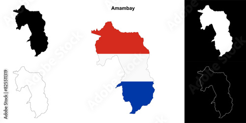 Amambay department outline map set photo