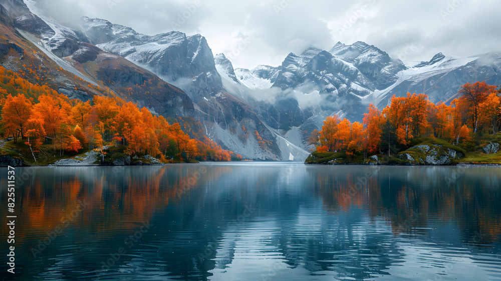 custom made wallpaper toronto digitalSerene Mountain Lake with Snow-Capped Peaks