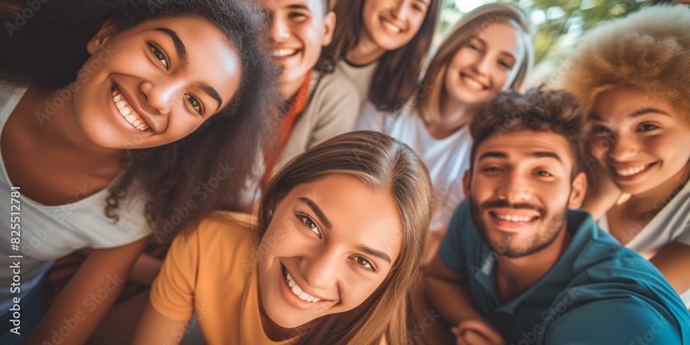 Multicultural Student Friends in Joyful Selfie: Travel and Dating Multicultural Student Friends in Joyful Selfie: Travel and Dating