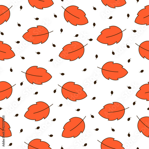 Autumn leaf. Nature. Seamless pattern. Hand drawn style. Vector drawing. Design ornaments.