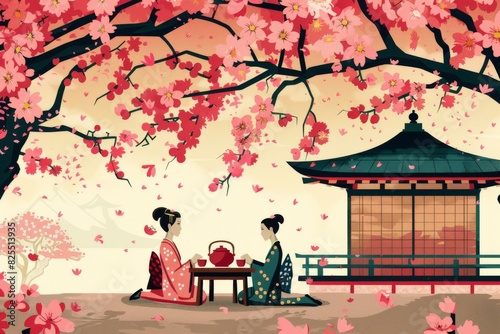 Experience the cultural significance of a traditional Japanese tea ceremony under a beautiful canopy of cherry blossoms.