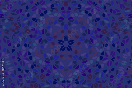 Dynamic geometrical gravel mosaic pattern webpage background - floral hypnotic psychedelic colorful vector illustration