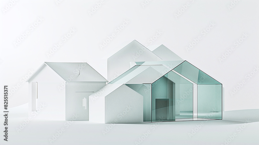 simple illustration of a set of modern houses 3d simple illustration of a set of modern houses 3d