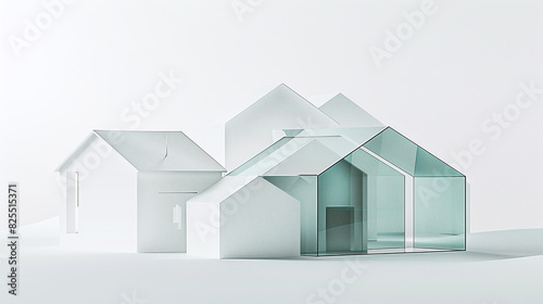 simple illustration of a set of modern houses 3d