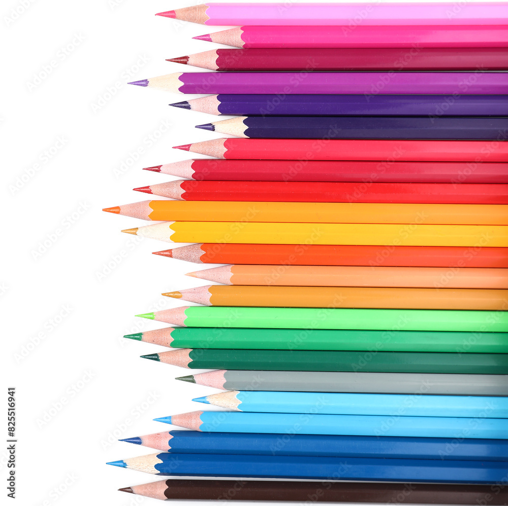 Bright color pencils on white background Bright color pencils on white background